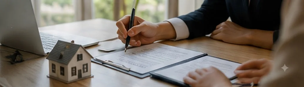 Seller reviewing documents during a home sale