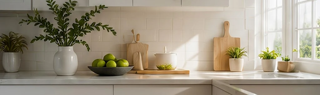 Couple preparing their home for sale in the kitchen