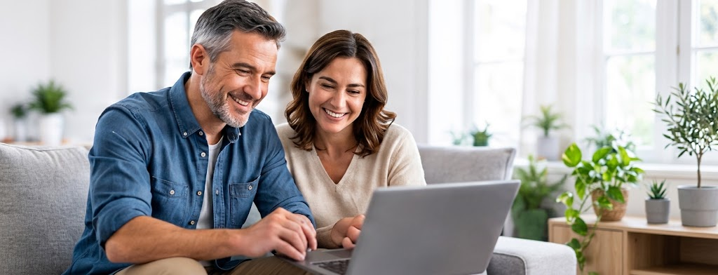 Homeowners reviewing their listing together