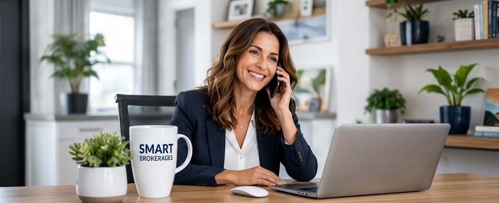 Smart Brokerages advisor on a call