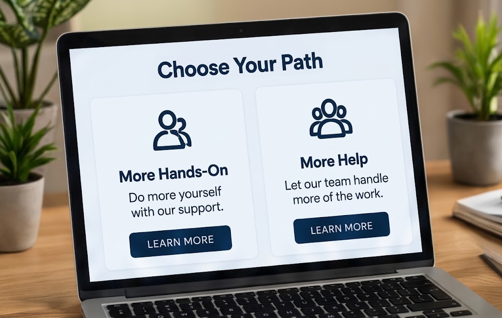 Choosing between hands-on and full-service selling options